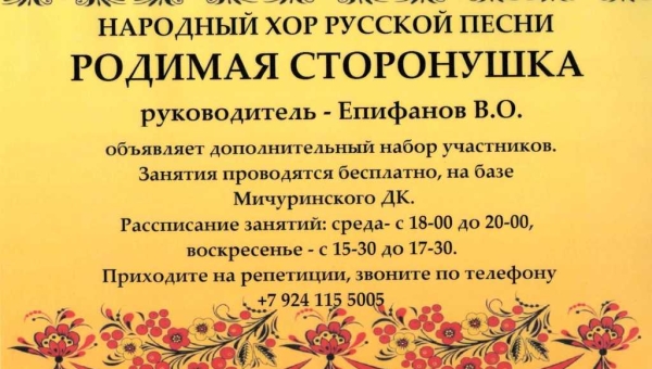 Народный хор русской песни "Родимая сторонушка"